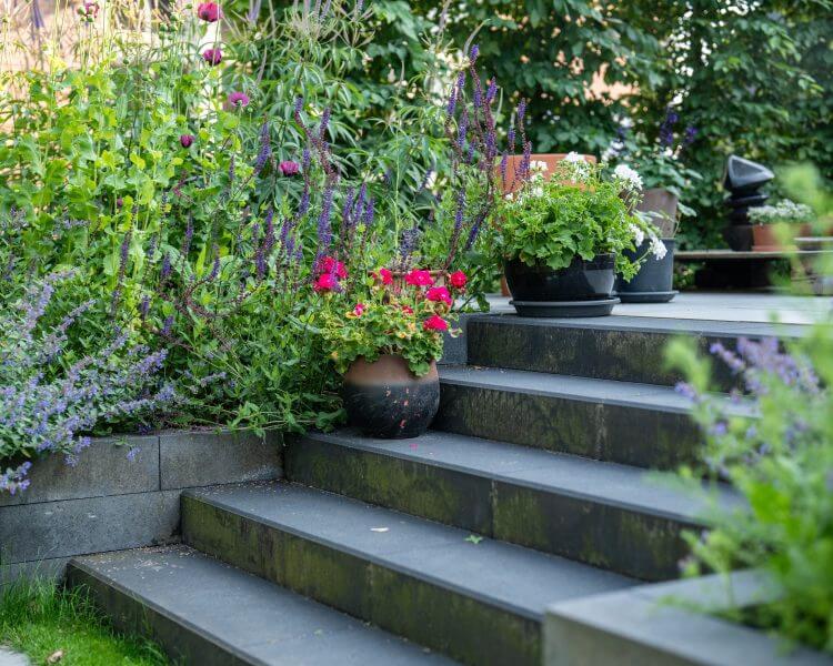 Sierbestrating trap in de tuin